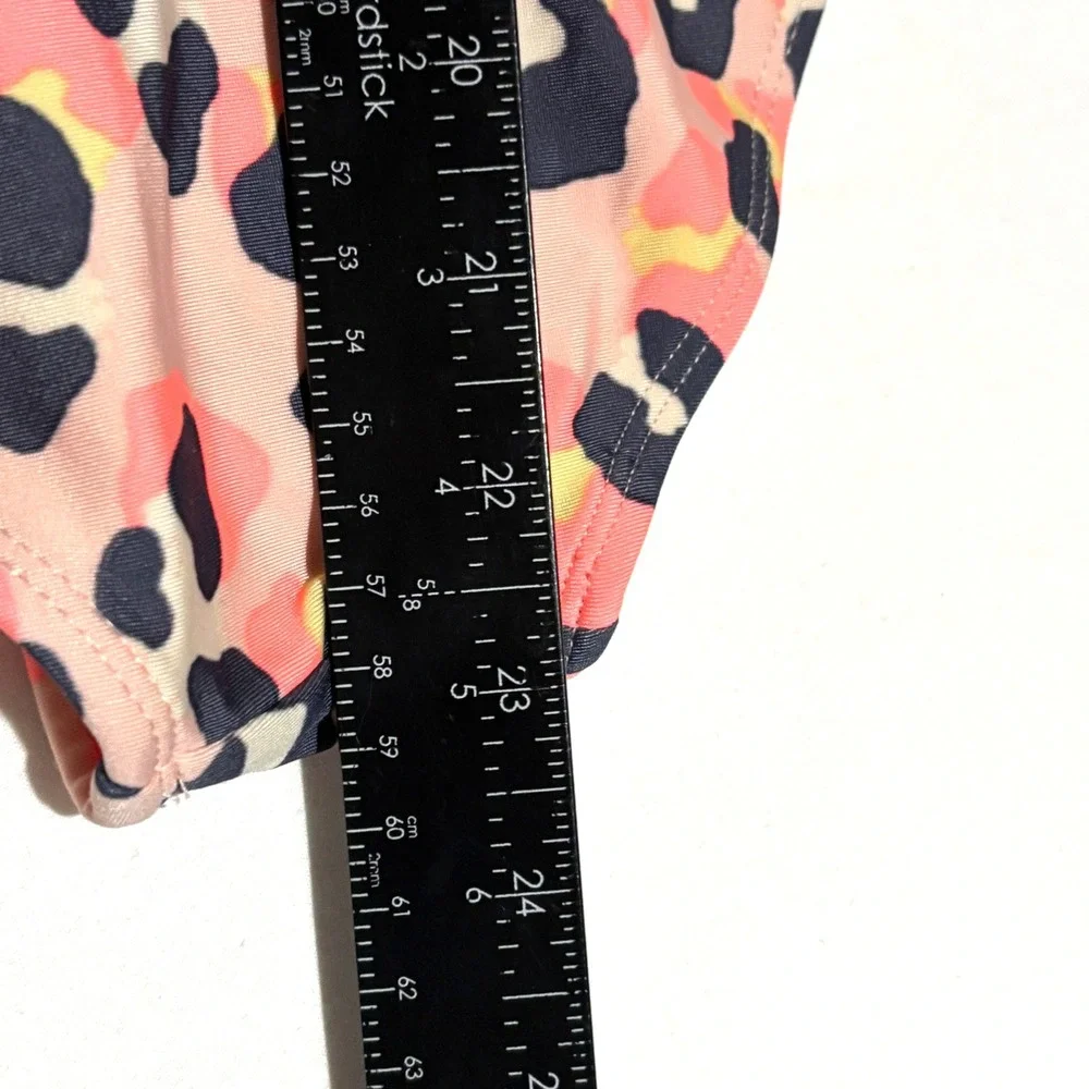 Cat & Jack Leotard Kids L 10/12 Pink Neon Leopard Print Excellent Bow Back